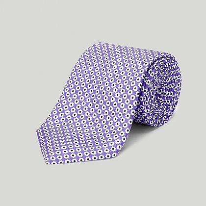 Lilac Daisy Printed Silk Tie