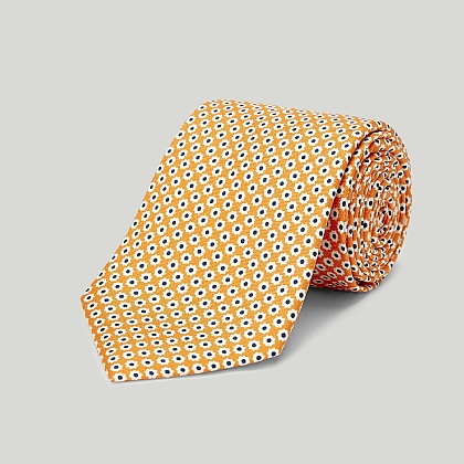 Orange Daisy Printed Silk Tie