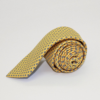 Yellow Neat Printed Silk Tie