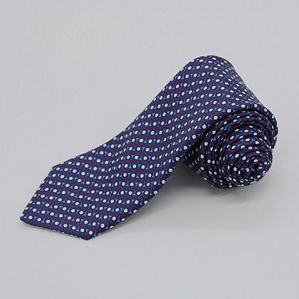 Navy Golf Ball and Tee Printed Silk Tie