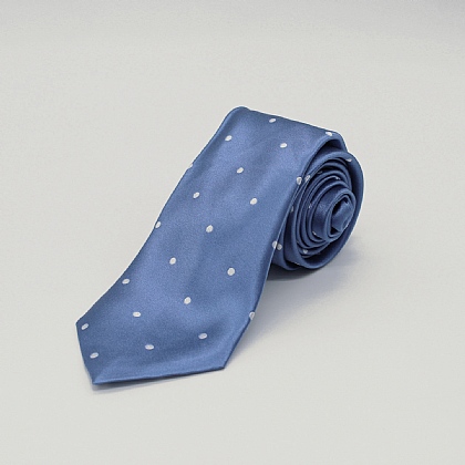 Blue with White Spot Woven Silk Tie