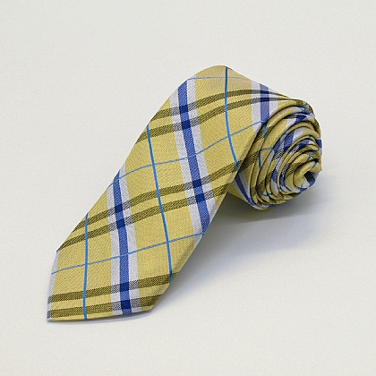 Yellow Check Woven Silk Tie