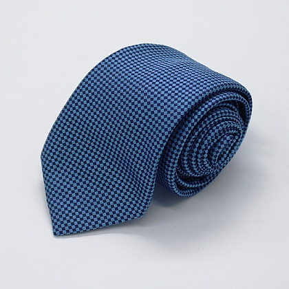 Blue Grid Woven Silk Tie