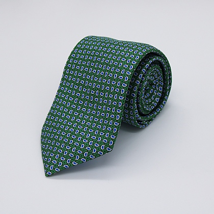 Green Teardrop Printed Silk Tie