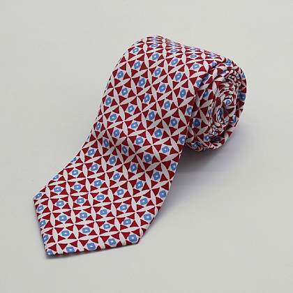 Red Propellors Printed Silk Tie