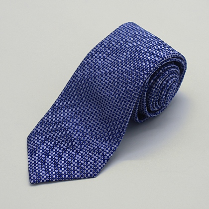 Dark Blue Oblongs Woven Silk Tie