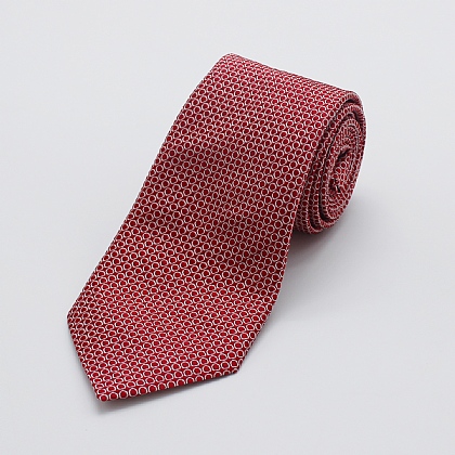 Red Oblongs Woven Silk Tie