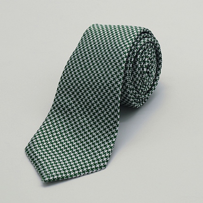 Green Dogstooth Woven Silk Tie