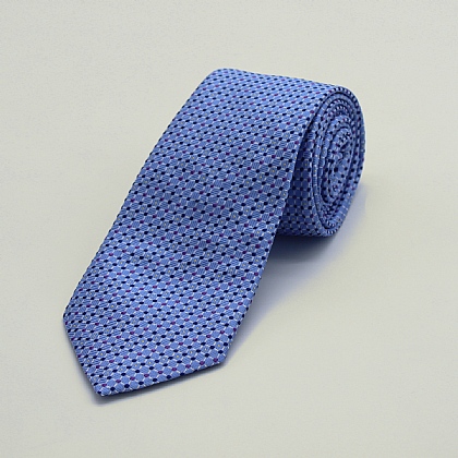 Blue Dotted Woven Silk Tie