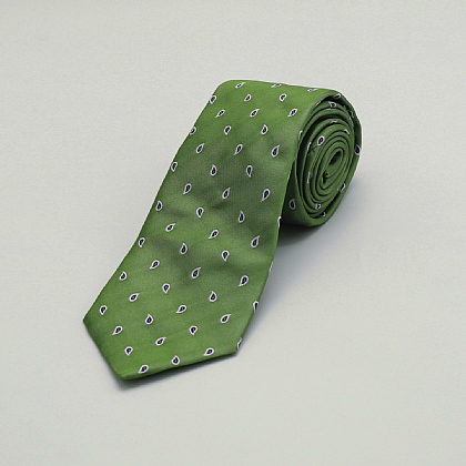 Green Teardrop Woven Silk Tie