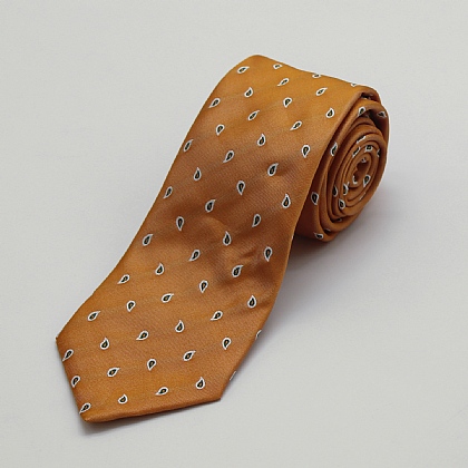 Orange Teardrop Woven Silk Tie
