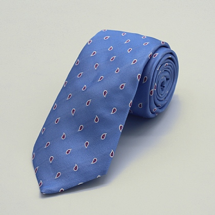 Sky Blue Teardrop Woven Silk Tie