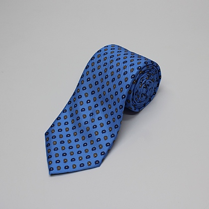 Blue Teardrop Printed Silk Tie