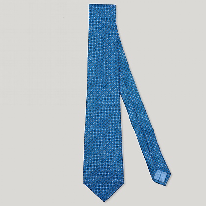 Blue Square Design Italian Silk Tie