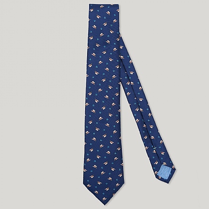 Navy Fedora Italian Silk Tie