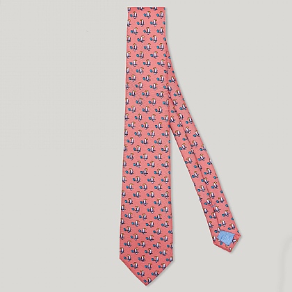 Orange Puffin Italian Silk Tie