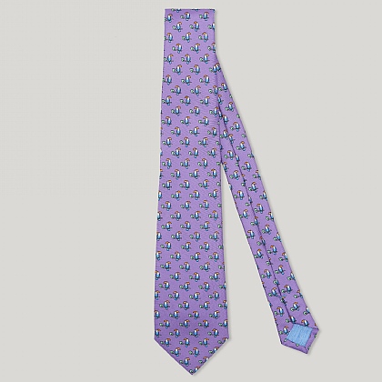 Purple Puffin Italian Silk Tie