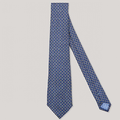 Gold and Sky Stirrup Printed 100% Silk Tie