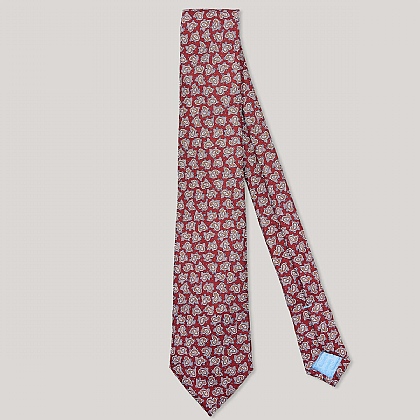 Red and Blue Paisley Printed 100% Silk Tie