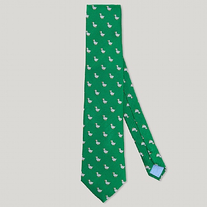 Green Duck Woven 100% Silk Tie