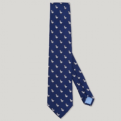 Navy Duck Woven 100% Silk Tie