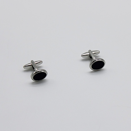 Black and Silver Oval Link