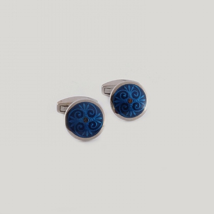 Blue Circle Silver Cufflink