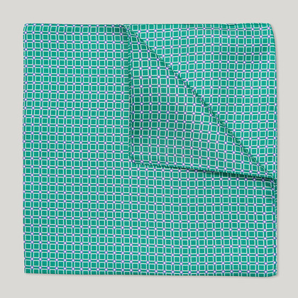 Green and Navy Box Printed 100% Silk Hank