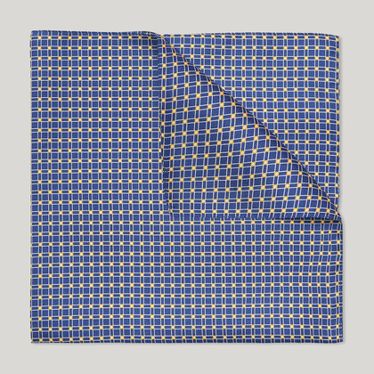 Navy and Yellow Box Printed 100% Silk Hank
