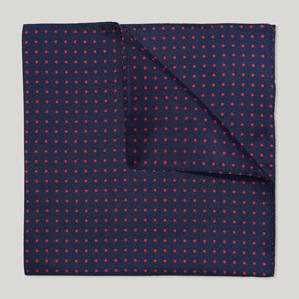 Navy and Red Spot Printed 100% Silk Hank