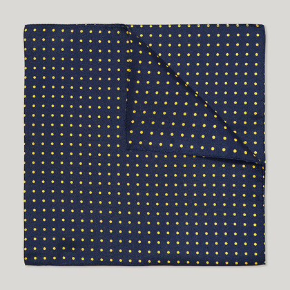 Navy and Gold Spot Printed 100% Silk Hank