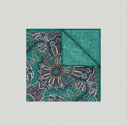 Aqua Mint Green Paisley Pocket Square – Microfiber Hanky – New