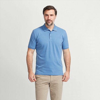 Mid Blue Pure Cotton Polo Shirt