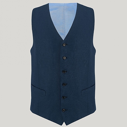 Navy Linen Mixer Waistcoat