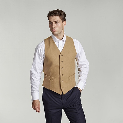 Camel Brown Wool Waistcoat