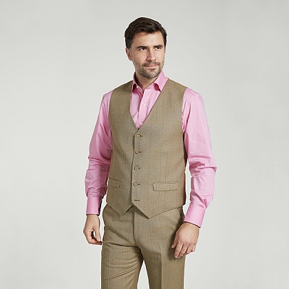 Sage and Mustard Check Waistcoat