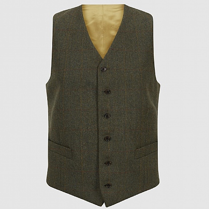 Dark Green Check Tweed Waistcoat