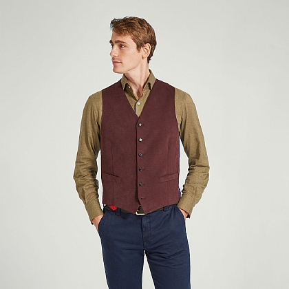 Plain Burgundy Cotton Waistcoat