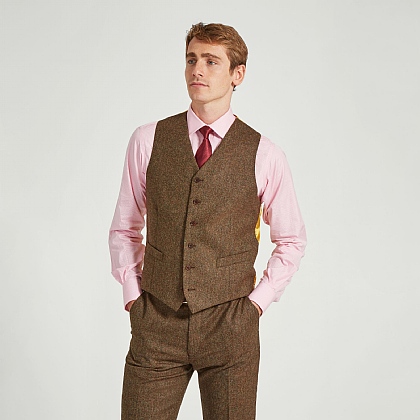 Brown Donegal Tweed Waistcoat