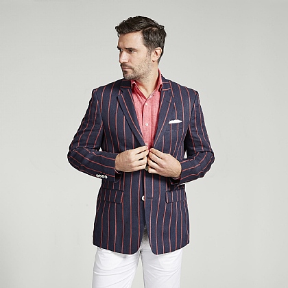 Navy and Red Stripe Boating Jacket