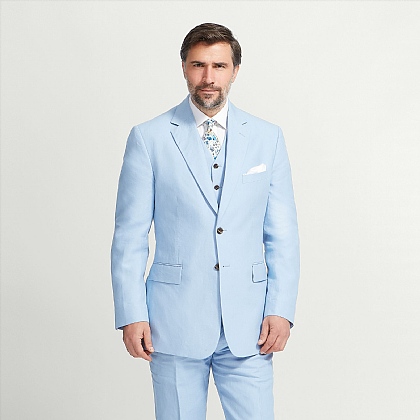 Men's Sky Blue Linen Jacket