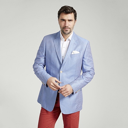 Sky Linen and Cotton Unstructured Jacket