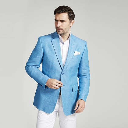 Turquoise Linen Twill Jacket