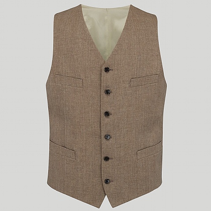 Biscuit Single Breasted Linen Waistcoat