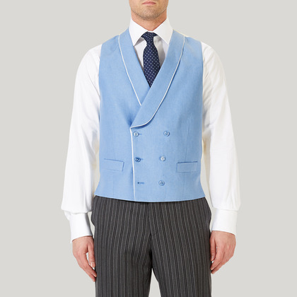 Sky Double Breasted Linen Waistcoat