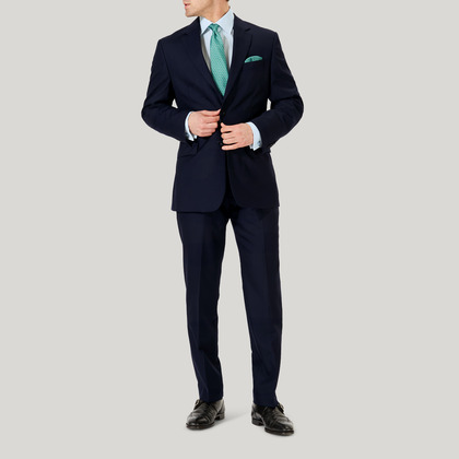 Navy Plain Wool Contemporary Fit Suit