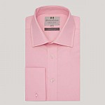 Berlioni Fuchsia Pink With White Contrast Collar & Convertible Cuffs Dress Shirt 
